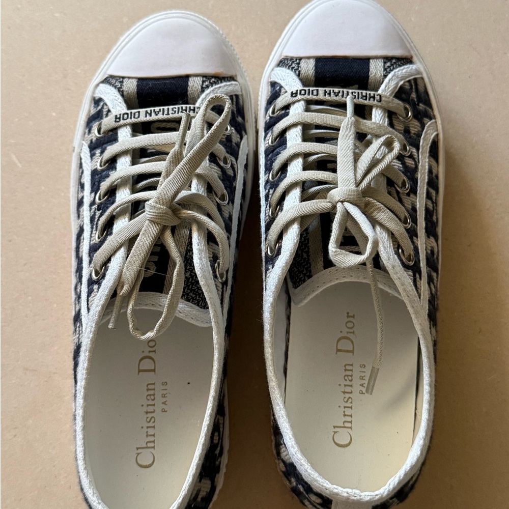 Dior Black and Beige Canvas Low-Top Sneakers